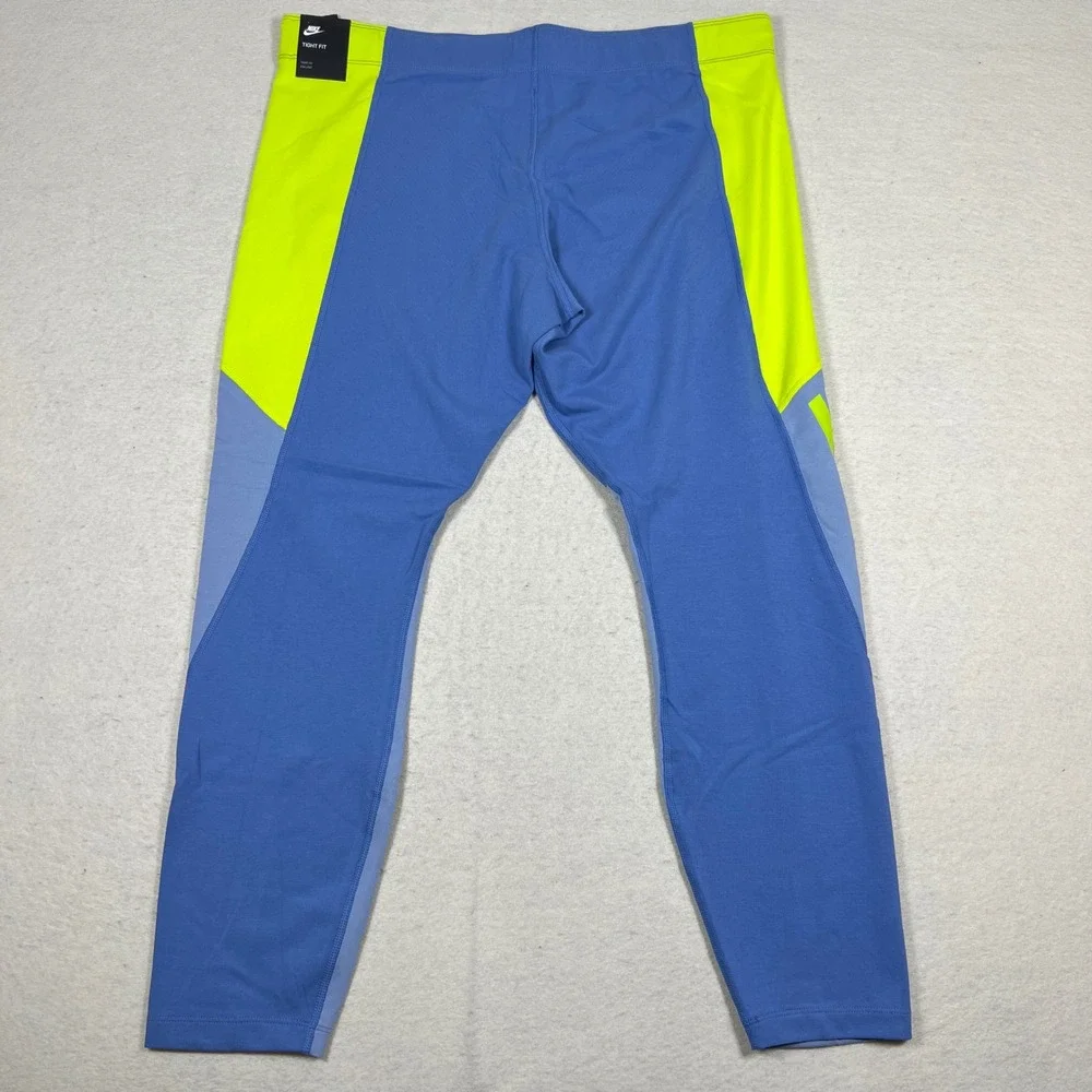 Nike Sportswear Colorblock Leg-A-See Leggings Womens L Blue Neon Green NWT - Picture 8 of 10